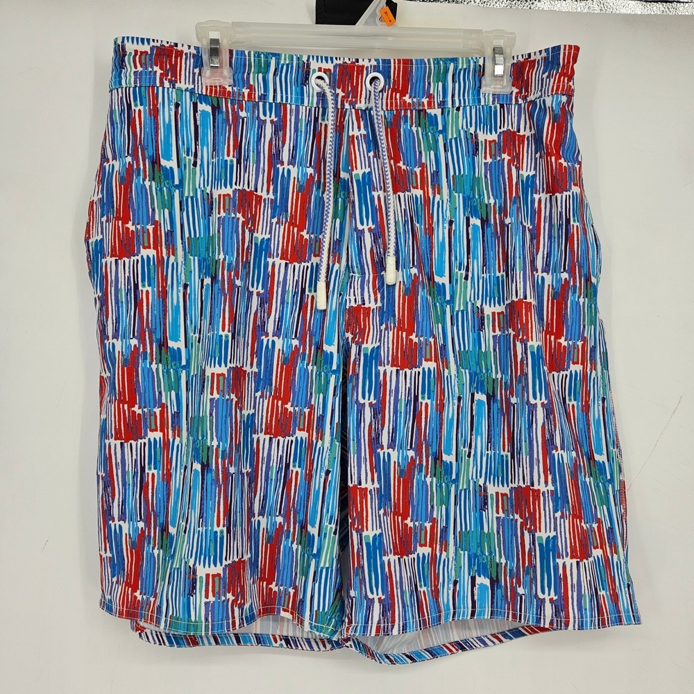 Johnnie O Swim Trunks Mens XL Drawstring Colorful Geometric Summer Beach